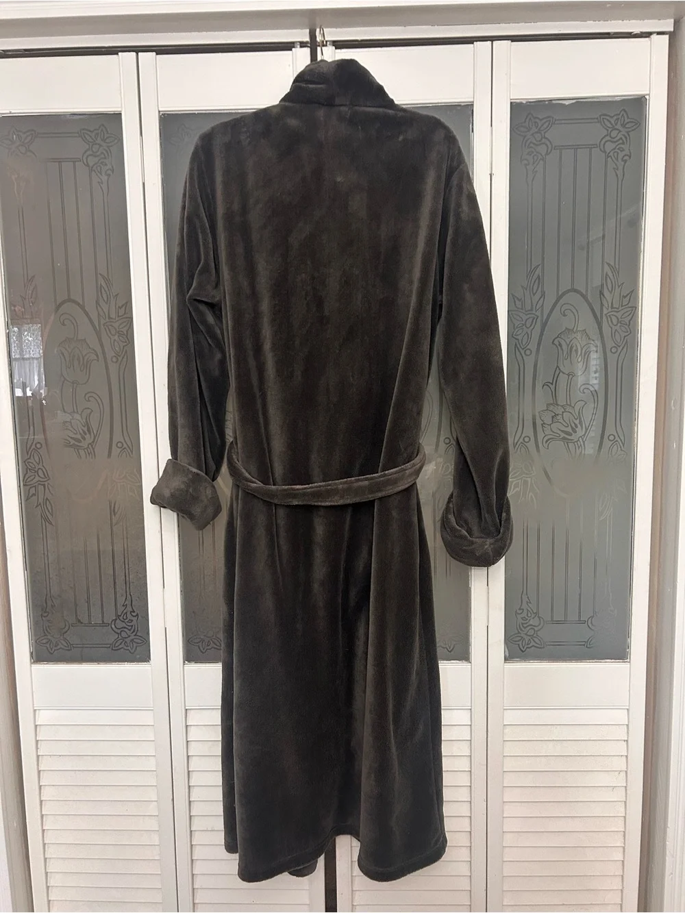 Restoration hardware men’s Plush Long Belted Robe Coat - grey XL